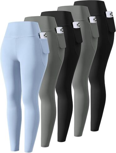 5 Packs Girls Athletic Leggings Kids Yoga Pants with Pockets High Waist Leggings Yoga Dance Workout Running in Kuwait