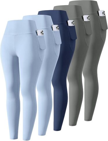 5 Packs Girls Athletic Leggings Kids Yoga Pants with Pockets High Waist Leggings Yoga Dance Workout Running in Kuwait