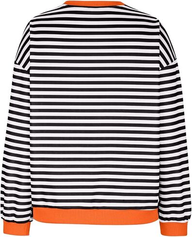 Oversized Striped Sweatshirt for Women Plus Size Pullover Jumper Long Sleeve Crewneck Fall Winter Tops No Fleece in Kuwait