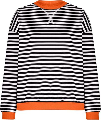 Oversized Striped Sweatshirt for Women Plus Size Pullover Jumper Long Sleeve Crewneck Fall Winter Tops No Fleece in Kuwait