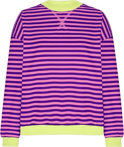 Oversized Striped Sweatshirt for Women Plus Size Pullover Jumper Long Sleeve Crewneck Fall Winter Tops No Fleece in Kuwait