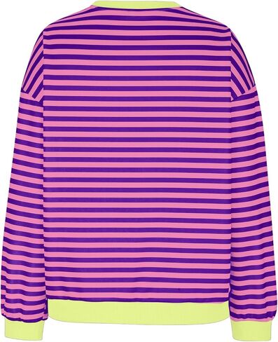 Oversized Striped Sweatshirt for Women Plus Size Pullover Jumper Long Sleeve Crewneck Fall Winter Tops No Fleece in Kuwait