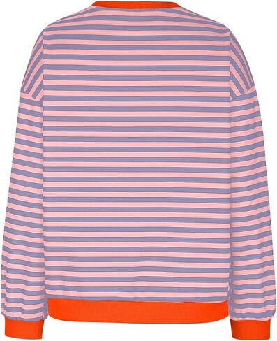 Oversized Striped Sweatshirt for Women Plus Size Pullover Jumper Long Sleeve Crewneck Fall Winter Tops No Fleece in Kuwait