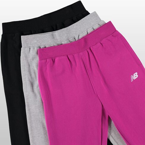New Balance Girls Active Fleece Jogger 3 Pack-Cotton Blend Soft Fleece Athletic Performance Performance Discual Discal Pants (4-16) in Saudi Arabia