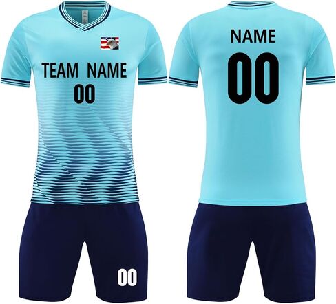 Customize Youth Kids Football Shirt Uniform Sports Clothes Gift Personalize Soccer Jersey for Boys Girls in Kuwait