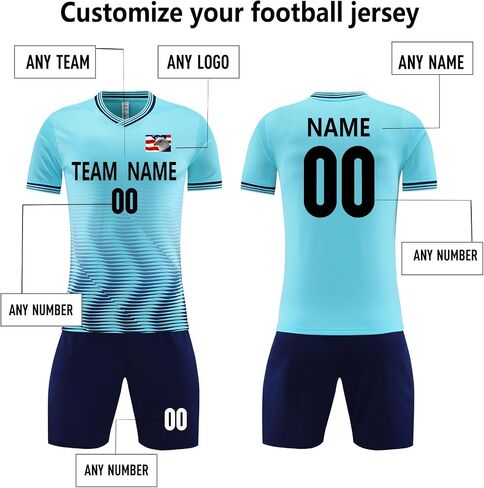 Customize Youth Kids Football Shirt Uniform Sports Clothes Gift Personalize Soccer Jersey for Boys Girls in Kuwait