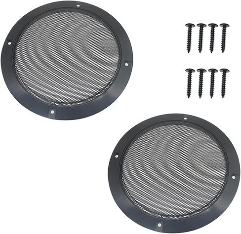 2 Pcs 6.5 Inch Metal Mesh Speaker Grills Covers Subwoofer Grill Protective Case with Mounting Screws for Home Audio Car Speaker (Black) in Saudi Arabia