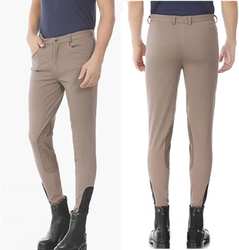 رجال ركوب المؤخرات الفروسية ركبة البقعة السيليكون قبضة الحصان ركوب السراويل ركوب الخيل الجيوب السوستة سراويل in Kuwait