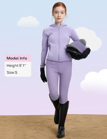 FitsT4 Sports Girls Fleece Horse Riding Shirts Full Zip Up Long Sleeve Kids Equestrian Jackets W Thumbholes Warm Sweatshirts in Kuwait