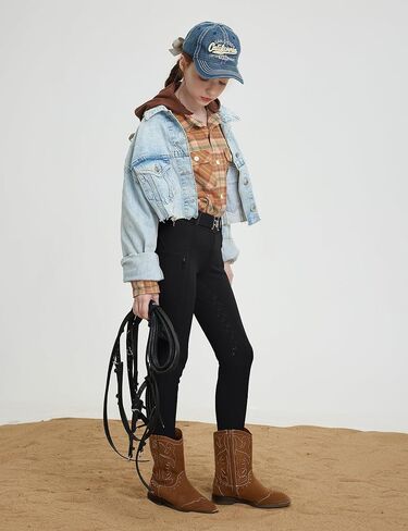 Fitst4 Sports Girls Riding Pants Fleece مبطنة الأطفال المؤخرات الشتوية المقعد الكامل سراويل الفروسية الجوارب الجوارب in Saudi Arabia