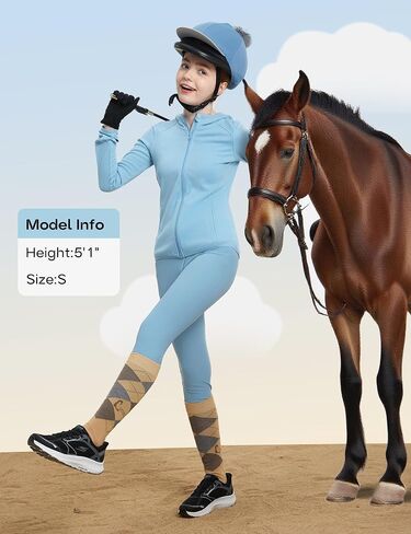 FITST4 Sports Girls Fleece Horse Riding قمصان كاملة Zip Up Long Sleeve Kids Fearsistrian Jackets W Thumbholes Sweatshirts Warm in Saudi Arabia