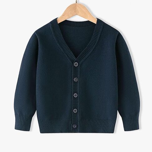 Unisex Boy' Girls' Cardigans Sweater V-Neck Long Sleeve Button Soild Cotton Knit Sweaters for 2-14Years in Saudi Arabia