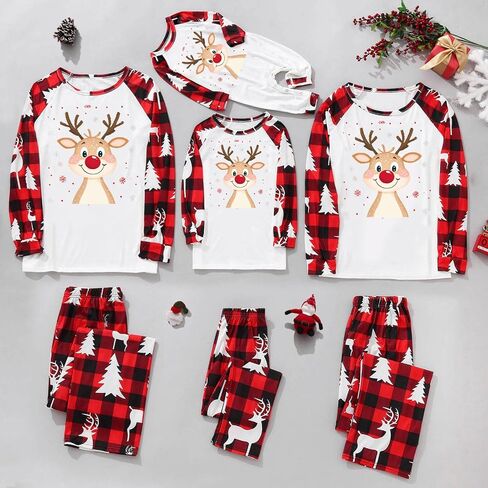 yraetenm عائلة عيد الميلاد بيجاماس مطابقة مجموعات عيد الميلاد jammies عارضة منقوشة الأكمام طويلة الأكمام مجموعات العطلة مطابقة الممرات in Saudi Arabia