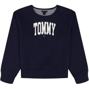 Tommy Hilfiger Girls' Long Sleeve Fleece Pull-Over Crew Neck Sweatshirt, Soft & Comfortable in Saudi Arabia