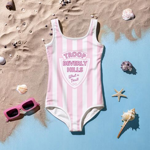 Troop Beverly Hills Youth Swimsuit – Pink & White Stripe One-Piece in Saudi Arabia