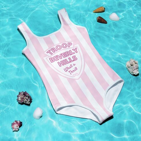 Troop Beverly Hills Youth Swimsuit – Pink & White Stripe One-Piece in Saudi Arabia