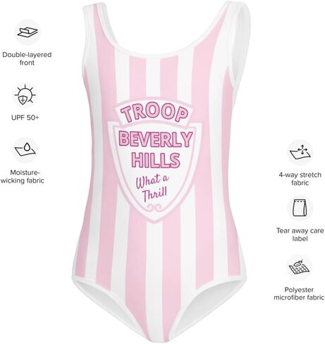 Troop Beverly Hills Youth Swimsuit – Pink & White Stripe One-Piece in Saudi Arabia