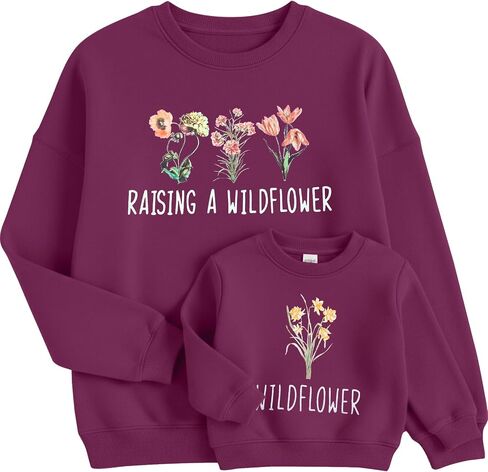Raising A Wildflower Sweatshirt Mom Toddler Matching Outfits Mommy And Me Matching Shirt Mother Daughter Son Tops in Saudi Arabia