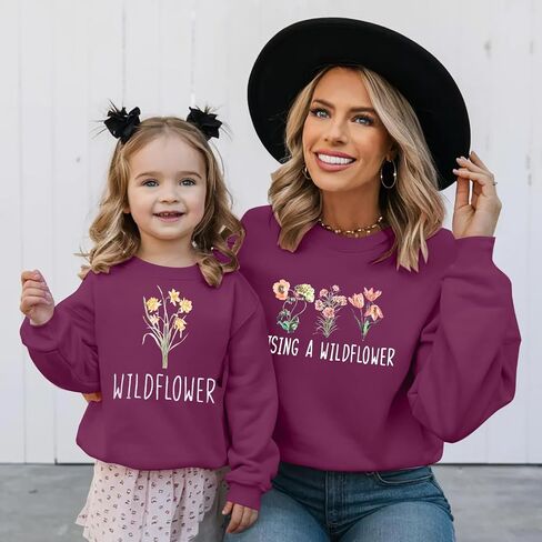Raising A Wildflower Sweatshirt Mom Toddler Matching Outfits Mommy And Me Matching Shirt Mother Daughter Son Tops in Saudi Arabia