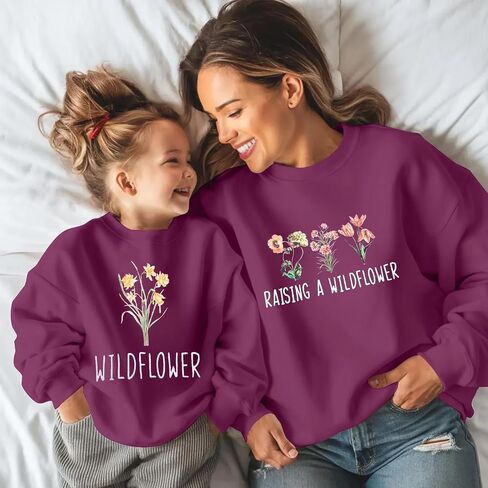 Raising A Wildflower Sweatshirt Mom Toddler Matching Outfits Mommy And Me Matching Shirt Mother Daughter Son Tops in Saudi Arabia