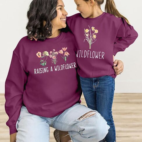 Raising A Wildflower Sweatshirt Mom Toddler Matching Outfits Mommy And Me Matching Shirt Mother Daughter Son Tops in Saudi Arabia