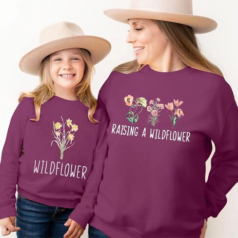 Raising A Wildflower Sweatshirt Mom Toddler Matching Outfits Mommy And Me Matching Shirt Mother Daughter Son Tops in Saudi Arabia
