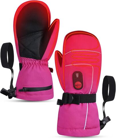 Heated Gloves for Kids, 7.4V Rechargeable Battery Winter Gloves for Boys Girls, Waterproof Windproof Heated Mittens for Kids, Outdoor Skiing Snowboarding Sledding Cold Weather in Saudi Arabia