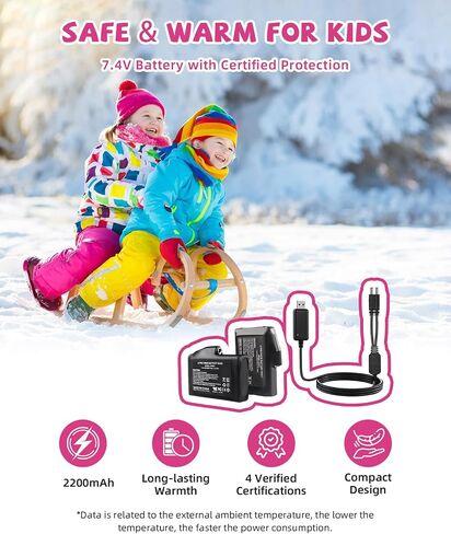 Heated Gloves for Kids, 7.4V Rechargeable Battery Winter Gloves for Boys Girls, Waterproof Windproof Heated Mittens for Kids, Outdoor Skiing Snowboarding Sledding Cold Weather in Saudi Arabia