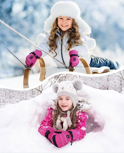 Heated Gloves for Kids, 7.4V Rechargeable Battery Winter Gloves for Boys Girls, Waterproof Windproof Heated Mittens for Kids, Outdoor Skiing Snowboarding Sledding Cold Weather in Saudi Arabia