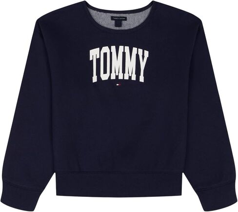Tommy Hilfiger Girls's Long Sleeve Freece Growp-Over Crew Deck Sweatshirs ، ناعم ومريح in Saudi Arabia