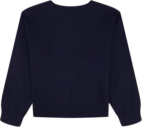 Tommy Hilfiger Girls's Long Sleeve Freece Growp-Over Crew Deck Sweatshirs ، ناعم ومريح in Saudi Arabia