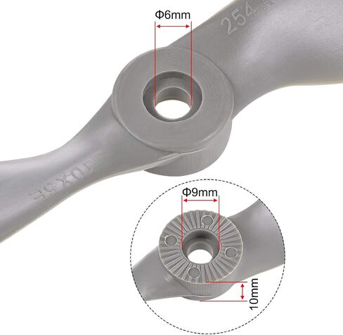 uxcell RC Propellers CW 11x7 Inch 2-Vane for Airplane Nylon Gray with Adapter Rings in Kuwait