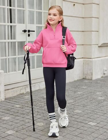Zaclotre Girls Sweatsuit 2 Piece Outfits Fall Winter Fleece Half Zip Thumb Hole Sweatshirts and Sweatpants Joggers Set in Saudi Arabia