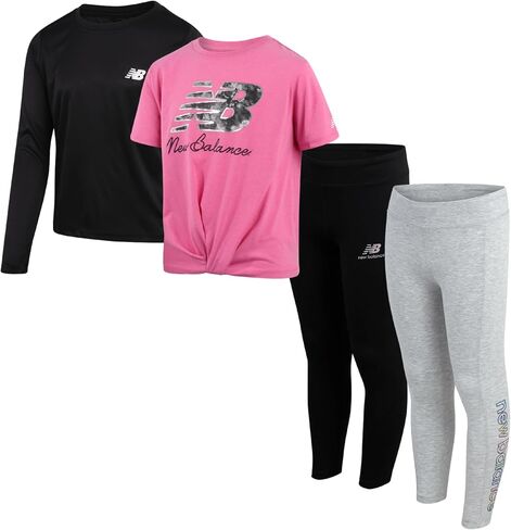مجموعة New Balance Girls Legging-4 قطع تي شيرت وأكمام قصيرة من طماق (7-16) in Saudi Arabia