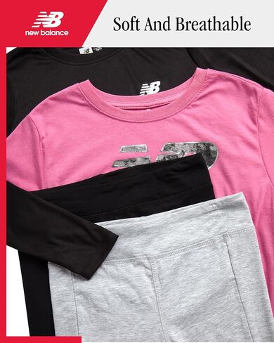 مجموعة New Balance Girls Legging-4 قطع تي شيرت وأكمام قصيرة من طماق (7-16) in Saudi Arabia