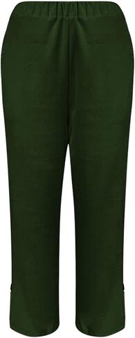Cotton Linen Straight Leg Pants for Women Elastic High Waisted Lounge Pant Summer Trousers Casual Slacks with Pocket in Saudi Arabia