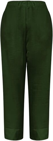 Cotton Linen Straight Leg Pants for Women Elastic High Waisted Lounge Pant Summer Trousers Casual Slacks with Pocket in Saudi Arabia