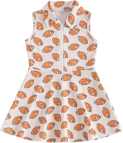 Kids Toddler Girl Football Outfit Sleeveless A Line Polo Dress Athletic Dress Activewear Camo Game Day Clothes in Saudi Arabia