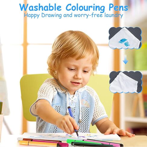 SAYEEC Washable Markers for Kids,Coloring Pens With Medium Tip Portable Box Set 48 Colors Art Pen Supply for Drawing Sketching in Kuwait