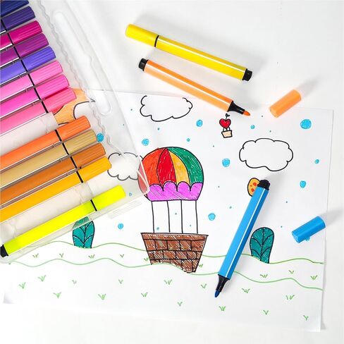 SAYEEC Washable Markers for Kids,Coloring Pens With Medium Tip Portable Box Set 48 Colors Art Pen Supply for Drawing Sketching in Kuwait