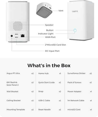 REOLINK 4K Security Cameras Wireless Outdoor System, Encrypted 1 Year Local Storage, Color Night Vision, 2.4/5GHz Wi-Fi, AI Detection, No Monthly Fee, Home Hub with 2X Eco Ultra+Solar Panel in Saudi Arabia