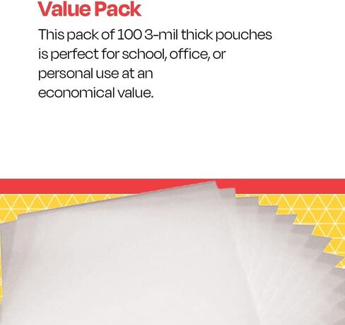 School Smart Laminating Pouches, 12 x 15 Inches, 3 mil Thick, Pack of 100 in Saudi Arabia
