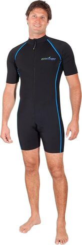 Men Sunsuit Sun Protective Swimwear UPF50+ Chlorine Resistant Black Blue Stitch in Saudi Arabia