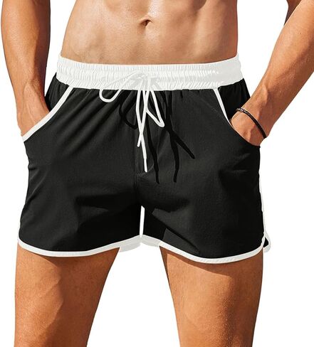 COOFANDY Men's Swim Trunks Quick Dry Swimsuit Color Block Board Short Bathing Suit Swimwear with Mesh Liner in Saudi Arabia