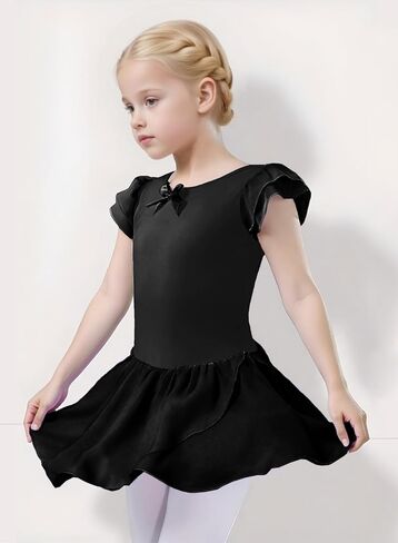 Leotards for Toddler Girls Ballet Dance Dress Tutu Skirted for Kids Ballerina Outfit with Ruffle Sleeve 2T-10Y in Kuwait