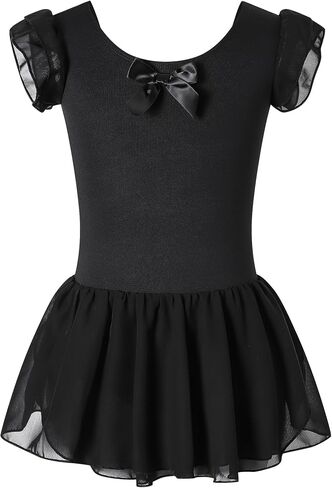 Leotards for Toddler Girls Ballet Dance Dress Tutu Skirted for Kids Ballerina Outfit with Ruffle Sleeve 2T-10Y in Kuwait