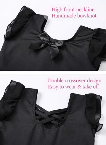 Leotards for Toddler Girls Ballet Dance Dress Tutu Skirted for Kids Ballerina Outfit with Ruffle Sleeve 2T-10Y in Kuwait