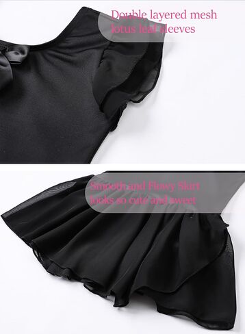 Leotards for Toddler Girls Ballet Dance Dress Tutu Skirted for Kids Ballerina Outfit with Ruffle Sleeve 2T-10Y in Kuwait