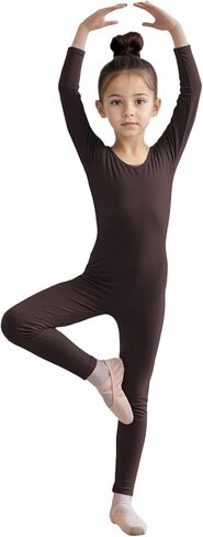 Wildarms Girls Kids Long Sleeve Dance Unitard Bodysuits Full Body Leotard للباليه والجمباز والأداء والأزياء in Kuwait