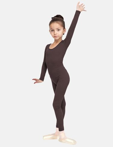 Wildarms Girls Kids Long Sleeve Dance Unitard Bodysuits Full Body Leotard للباليه والجمباز والأداء والأزياء in Kuwait